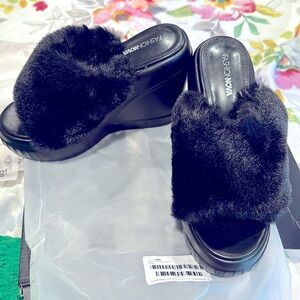 Brand new fashion nova black wedges